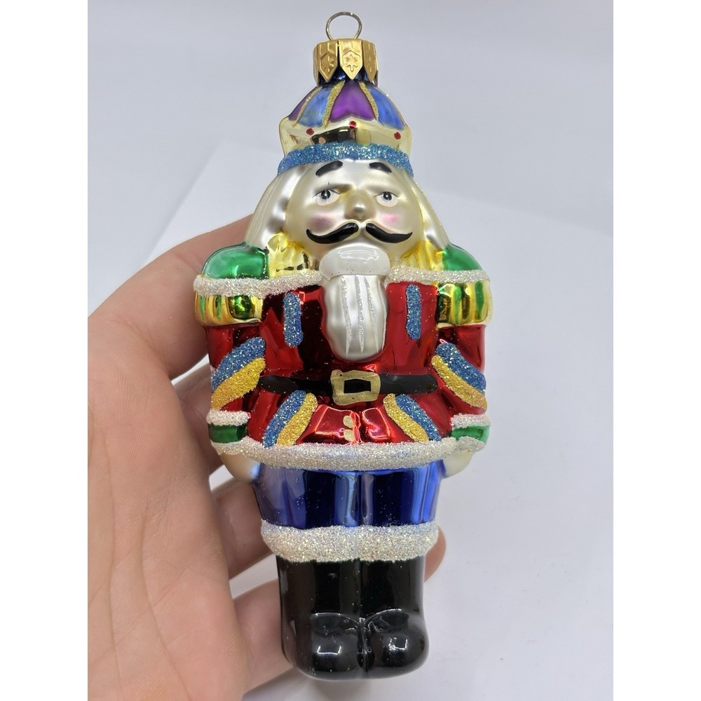 VINTAGE NUTCRACKER GLASS CHRISTMAS ORNAMENT NICE DETAIL 5"